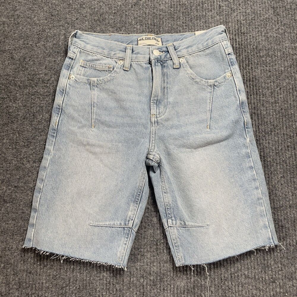We The Free Size 28 Ghost Town Long Short High Rise Denim Bermuda Free People